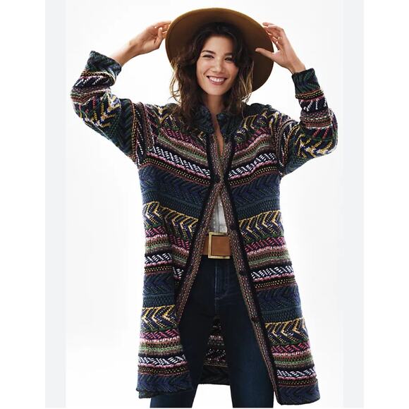 Anthropologie Aldomartins Wool Blend Cardigan Sweater Jacket Western, NWT - Picture 1 of 8